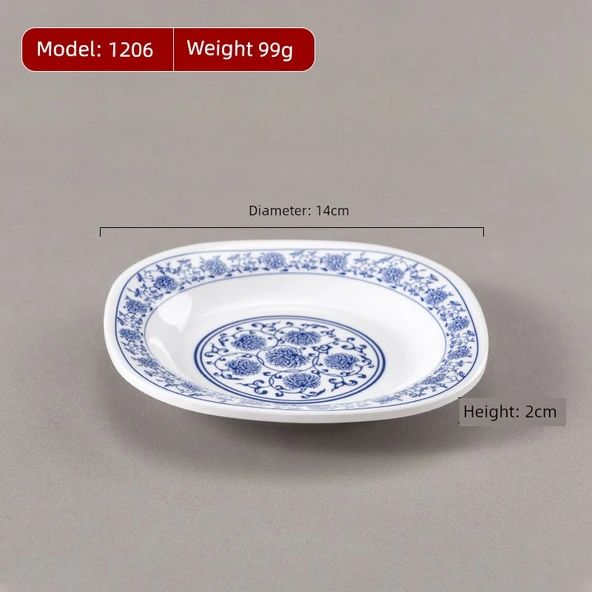 Porselen Desenli Çin Hızlı Yemek Kasesi 4.5 inç - 1206 Mavi ve Çiçekli