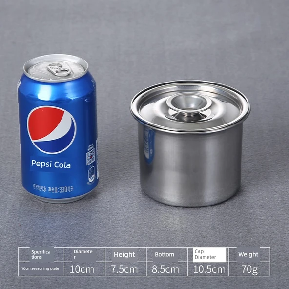 Paslanmaz Çelik Kalınlaştırılmış Aroma Kabı 10cm (Kapaklı)
