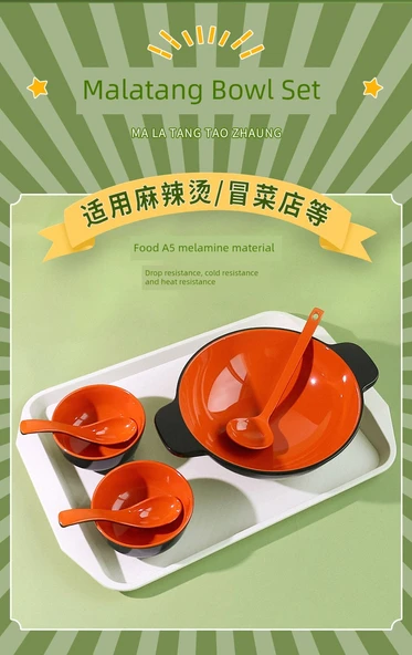 İskandinav Melamin Çift Kulplu Noodle Kasesi - Mavi ve Beyaz 9 inç (Çift Set) - 4
