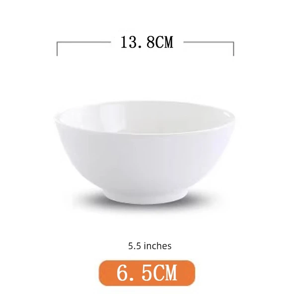 Beyaz Porselen Kase - 10'lu Kalın 5.5 inç Düz Kase Seti
