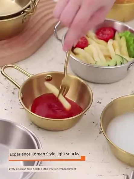 304 Paslanmaz Çelik Kulplu Anında Noodle Kasesi - 16cm Altın - 3