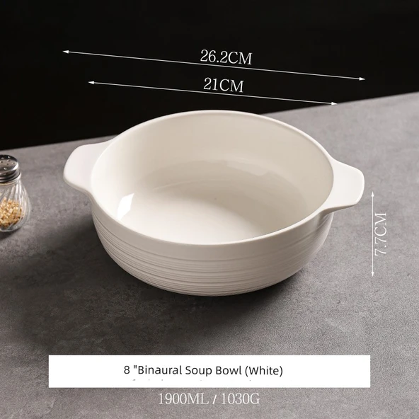 Kulplu Çorba Kasesi - 20 cm - Beyaz