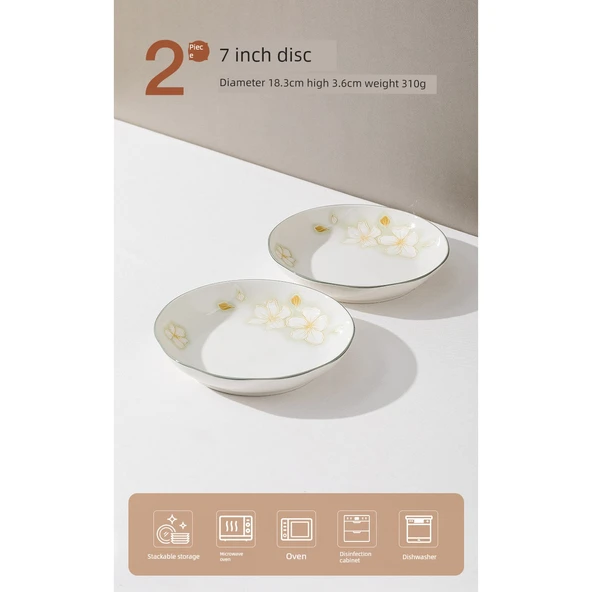 Altın Yaprak Desenli 7 inç Tabak - Model 2