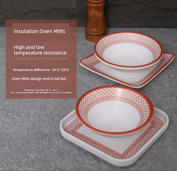 A5 Melamin Hot Pot Yemek Takımı - Platin Dört Parça Set 11 - Resim 10