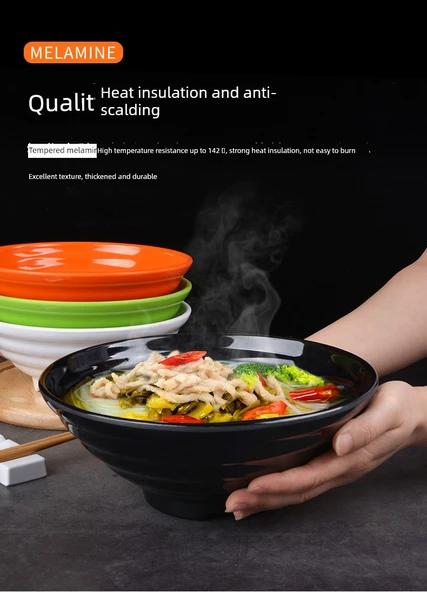 Melamin Noodle Kasesi - 8 inç Turuncu Beyaz [A5 melamin] - 11