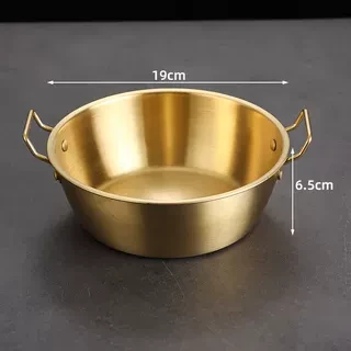 Kore Tarzı Paslanmaz Çelik Çift Kulplu Çerezlik - 19cm Altın