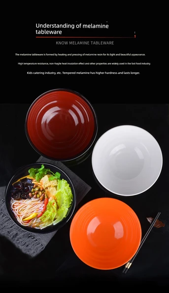 Melamin Noodle Kasesi - 8 inç Turuncu Beyaz [A5 melamin] - 10