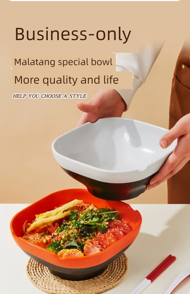 Melamin Noodle Kasesi - 9 inç - Kırmızı ve Beyaz - 5