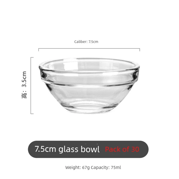 Isıya Dayanıklı Cam Kase Seti - 7.5cm - 30'lu Paket