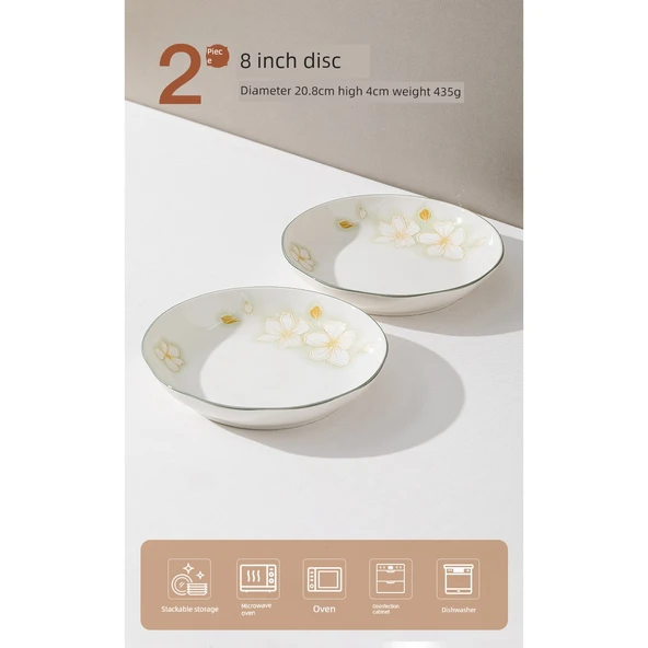 Altın Yaprak Desenli 8 inç Tabak - Model 2
