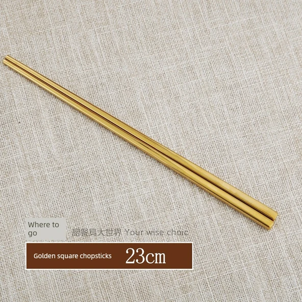 Kore Tarzı Paslanmaz Çelik Yemek Kasesi - Altın Kare İçi Boş Kalınlaştırılmış Chopsticks