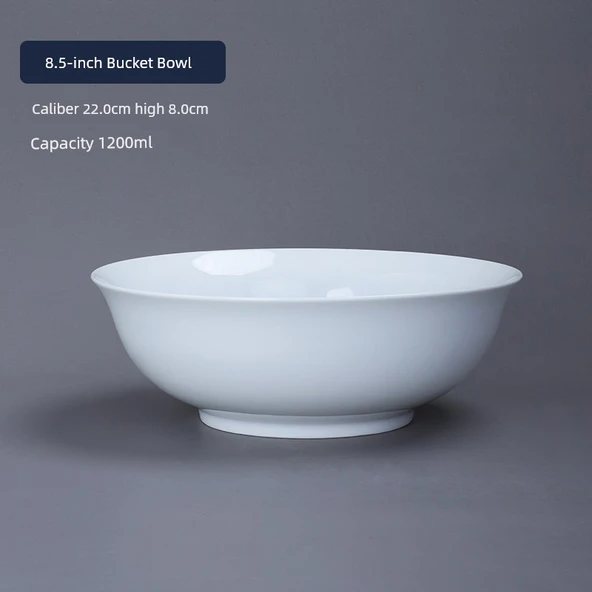 Jingdezhen Porselen Kase - 8.5 inç Yüksek Beyaz Porselen Kovalı Çorba Kasesi