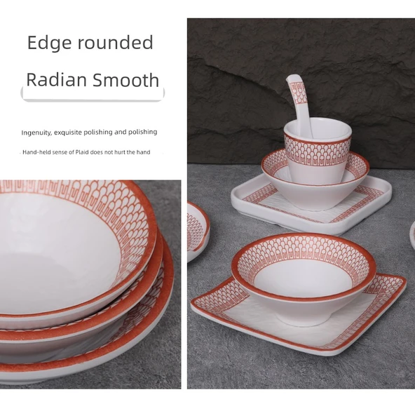 A5 Melamin Hot Pot Yemek Takımı - Platin Dört Parça Set 11 - Resim 8