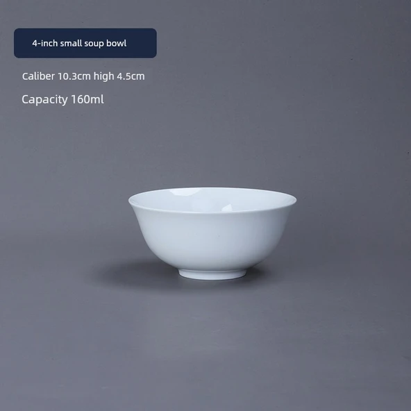 Jingdezhen Porselen Kase - 4 inç Yüksek Beyaz Porselen Küçük Çorba Kasesi