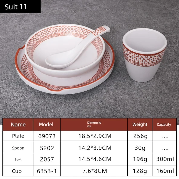 A5 Melamin Hot Pot Yemek Takımı - Platin Dört Parça Set 11