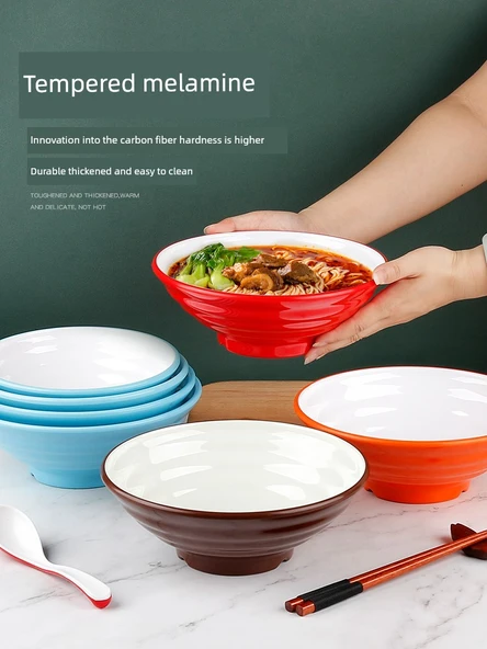 Melamin Noodle Kasesi - 8 inç Turuncu Beyaz [A5 melamin] - 4