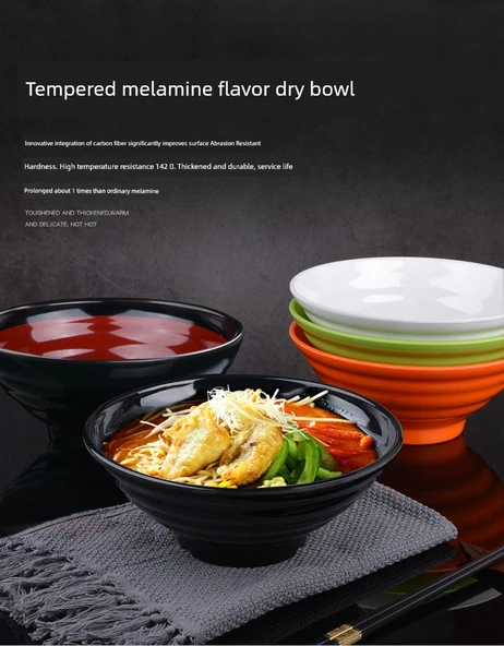 Melamin Noodle Kasesi - 8 inç Turuncu Beyaz [A5 melamin] - 7