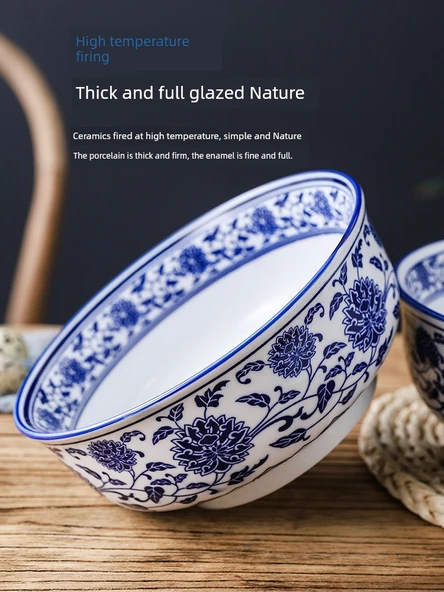 Porselen Noodle Kasesi - 7.5 inç Yüksek Ayaklı Altın Ejderha Kase - Resim 3