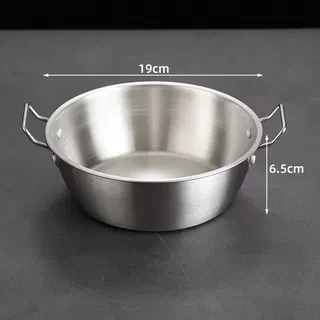 Kore Tarzı Paslanmaz Çelik Çift Kulplu Çerezlik - 19cm Gümüş