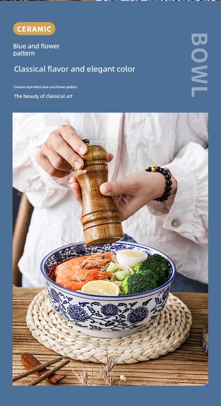 Porselen Noodle Kasesi - 7.5 inç Yüksek Ayaklı Altın Ejderha Kase - Resim 11