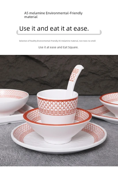 A5 Melamin Hot Pot Yemek Takımı - Platin Dört Parça Set 11 - Resim 7