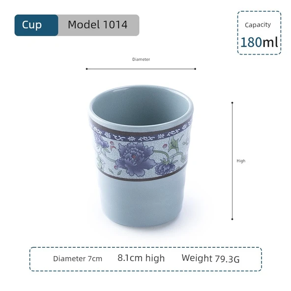 Mavi Beyaz Desenli Melamin Su Bardağı - 180ml