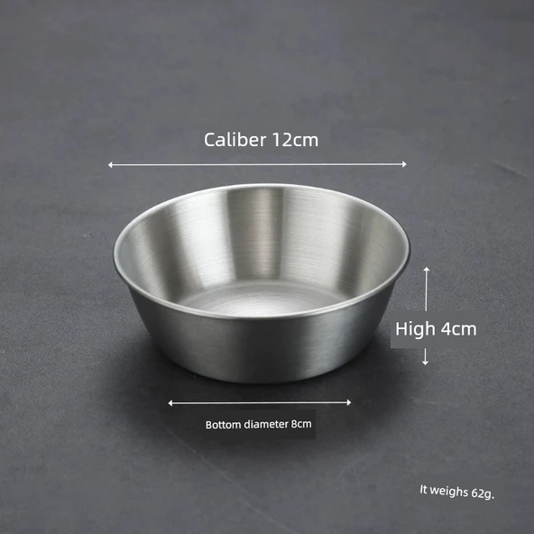 Kore Tarzı Paslanmaz Çelik Yemek Kasesi - 12cm 304 Tek Katmanlı Kase