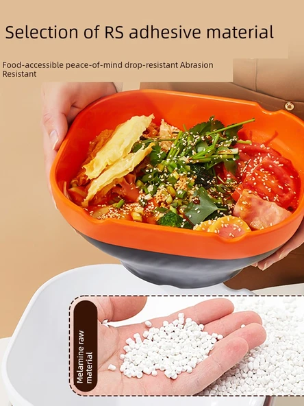Melamin Noodle Kasesi - 9 inç - Kırmızı ve Beyaz - 2