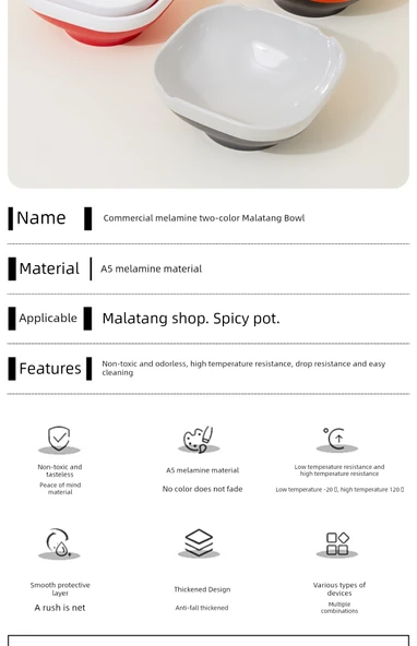 Melamin Noodle Kasesi - 9 inç - Kırmızı ve Beyaz - 11