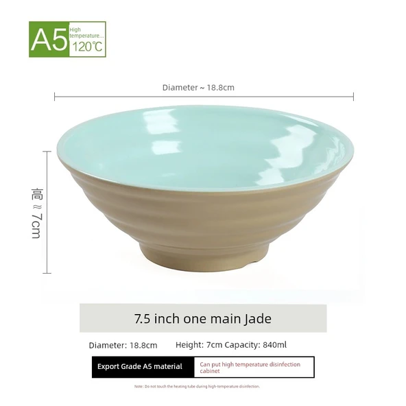 Melamin Noodle Kasesi - 7.5 inç Toprak Yeşili (A5 Yüksek Sıcaklık Dayanımı)