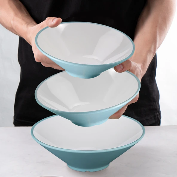Melamin Yağmur Şapkası Şeklinde Noodle Ramen Kasesi - Toprak Fırın Altın PRL-7 [7 inç] - 4