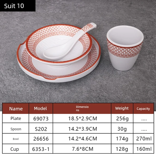 A5 Melamin Hot Pot Yemek Takımı - Platin Dört Parça Set 10