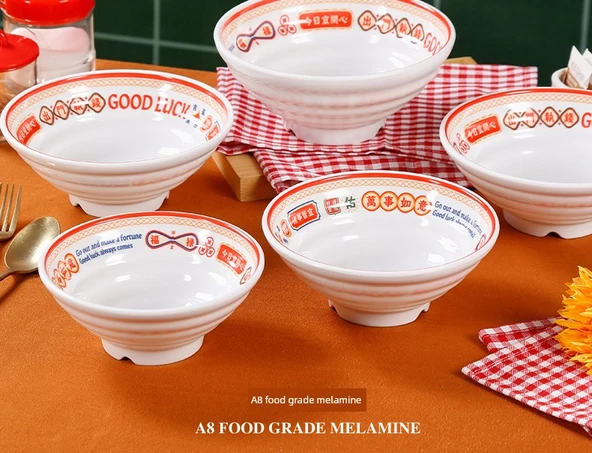 Melamin Noodle Kasesi - 7 inç Dişli Kase (Temperli Yüksek Isıya Dayanıklı) - 5