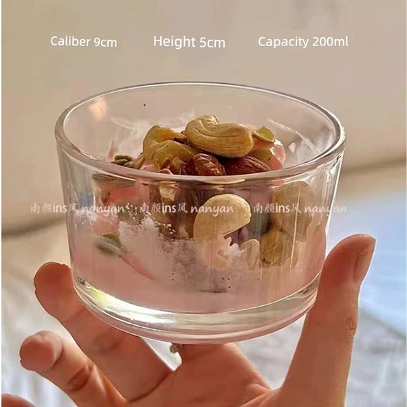Yuvarlak Tatlı Kasesi - Şeker ve Dondurma için Isıya Dayanıklı Cam Kase - 200ml