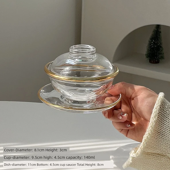 Yaldızlı Cam Kuş Yuvası Tatlı Kasesi - Kapaklı - 140ml