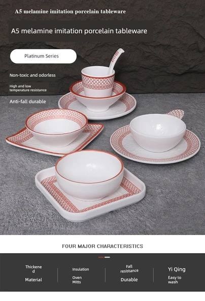 A5 Melamin Hot Pot Yemek Takımı - Platin Dört Parça Set 16 - Resim 6