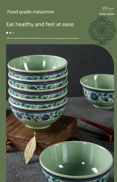 Melamin Restoran Hot Pot Büfe Kasesi - 6.6 inç Yatay Desenli Kase - 9