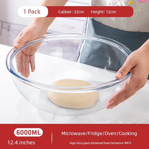 Şeffaf Cam Karıştırma Kabı - 6000ml (12.4 inç) - Süper Boyut