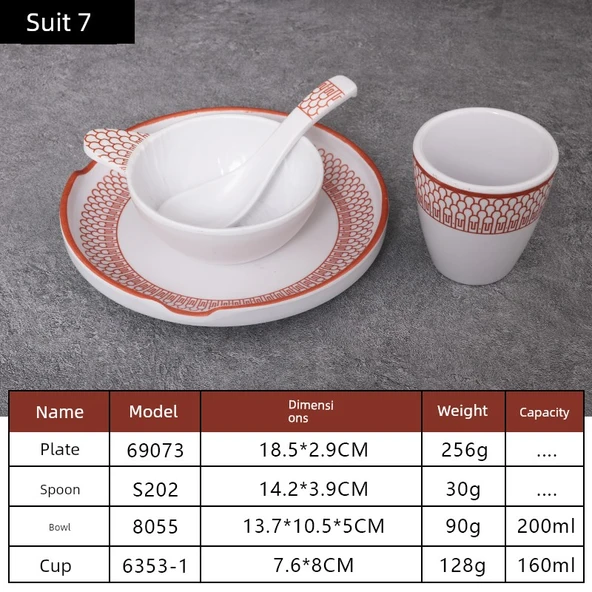 A5 Melamin Hot Pot Yemek Takımı - Platin Dört Parça Set 7