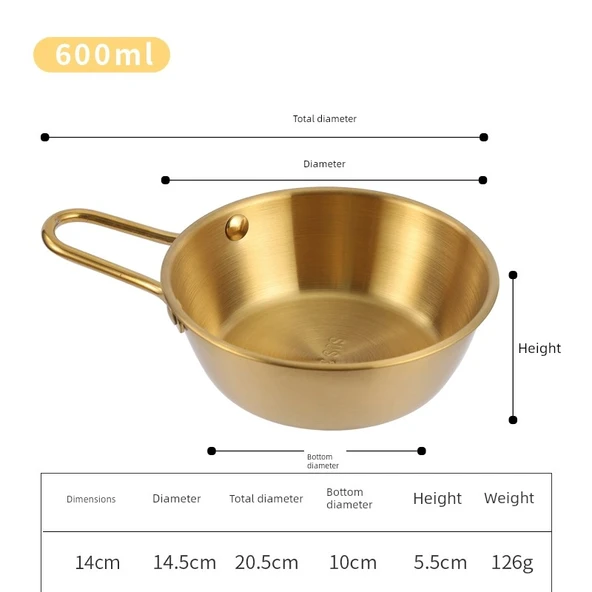 Kore Tarzı Paslanmaz Çelik Kase - 14cm - Küçük Kaseli (Altın)