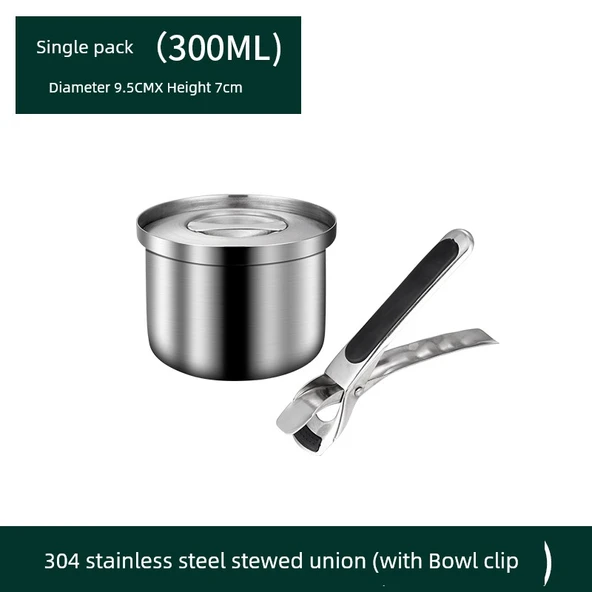 304 Paslanmaz Çelik 300ml Çelik Kase ve Maşa - 1'li Paket
