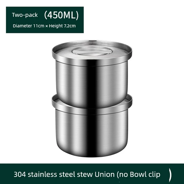 304 Paslanmaz Çelik 450ml Çelik Kase - 2'li Paket