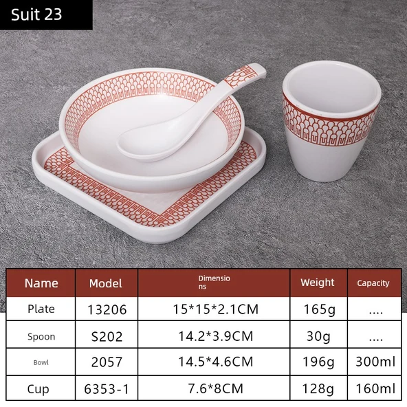 A5 Melamin Hot Pot Yemek Takımı - Platin Dört Parça Set 23