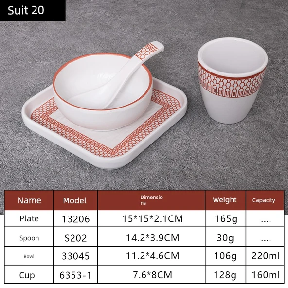 A5 Melamin Hot Pot Yemek Takımı - Platin Dört Parça Set 20