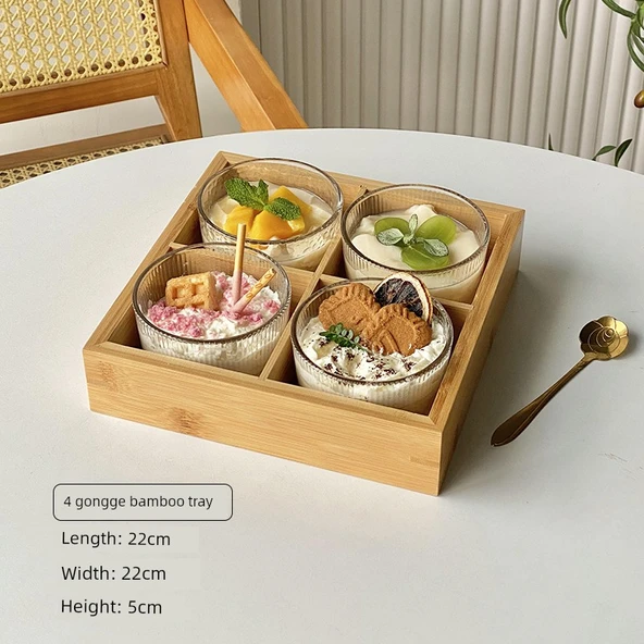 INS Stil Cam Tatlı Kasesi - 4'lü Domuz Desenli