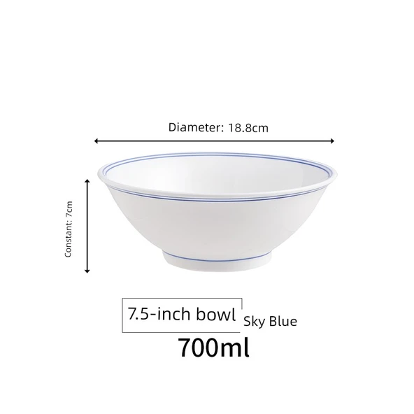 Seramik Balık Kasesi - 7.5 inç Mavi Desenli Noodle Kasesi