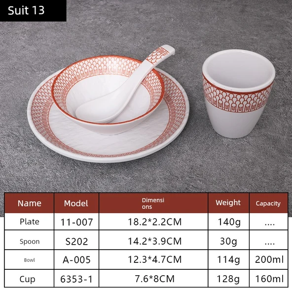 A5 Melamin Hot Pot Yemek Takımı - Platin Dört Parça Set 13