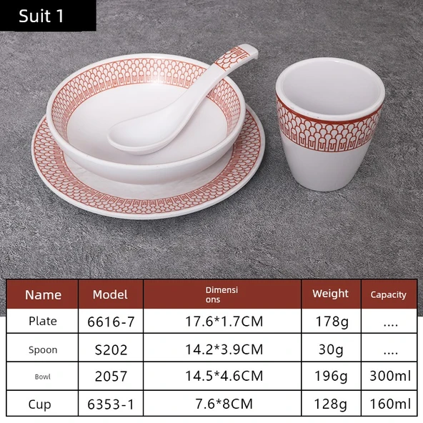 A5 Melamin Hot Pot Yemek Takımı - Platin Dört Parça Set 1