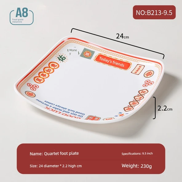 Melamin Dört Ayaklı Tabak - 9.5 inç