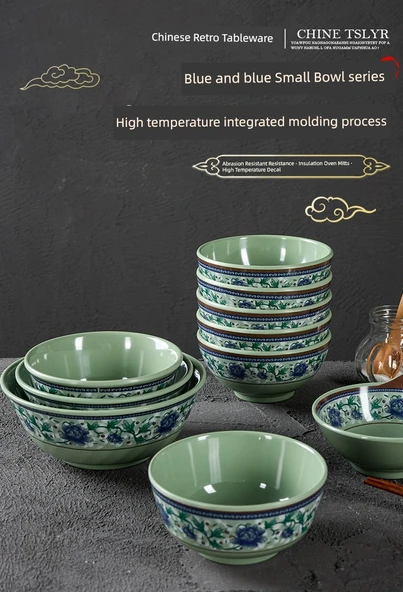 Melamin Restoran Hot Pot Büfe Kasesi - 6.6 inç Yatay Desenli Kase - 6